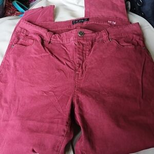 EAST ADELINE SKINNY JEANS SIZE 14 Burgandy STRETCH WOMEN JEANS
